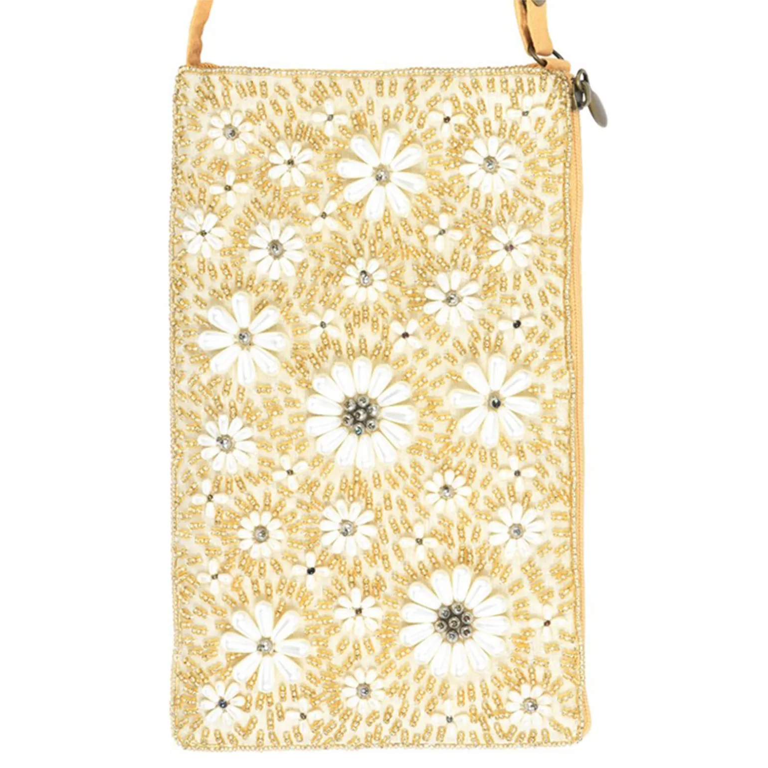 Bamboo Trading Company, Club Bag - Gold Pearl Flower