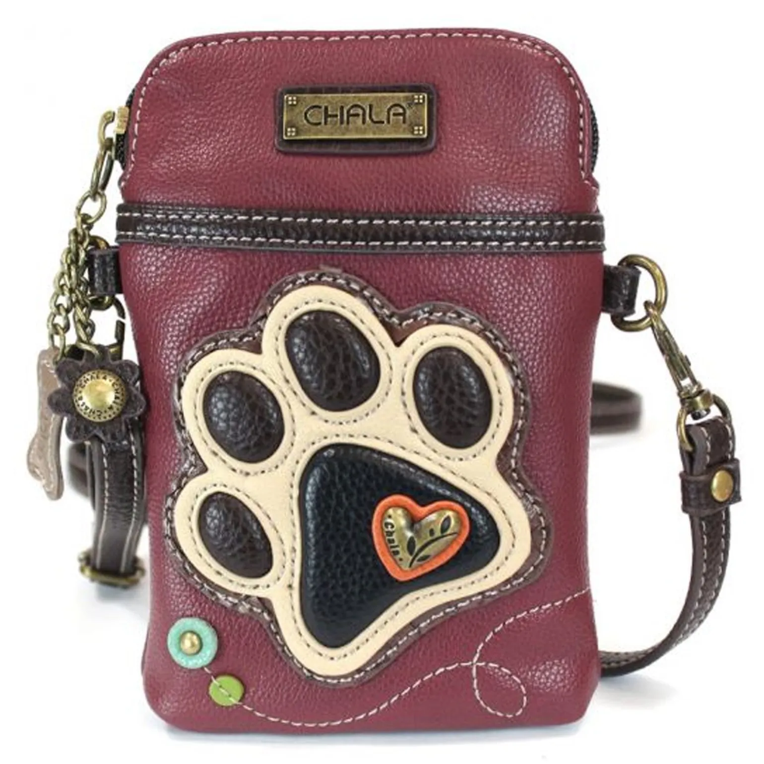 Chala, Ivory Paw Print Cell Phone Crossbody